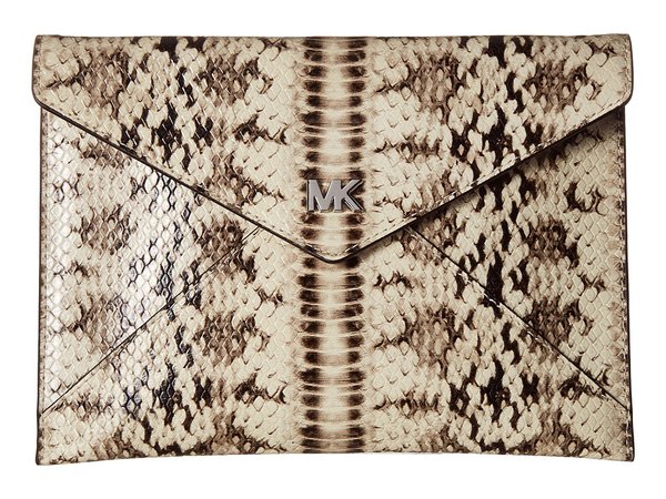MICHAEL Michael Kors - Barbara Medium Soft Envelope Clutch (Natural) Clutch Handbags