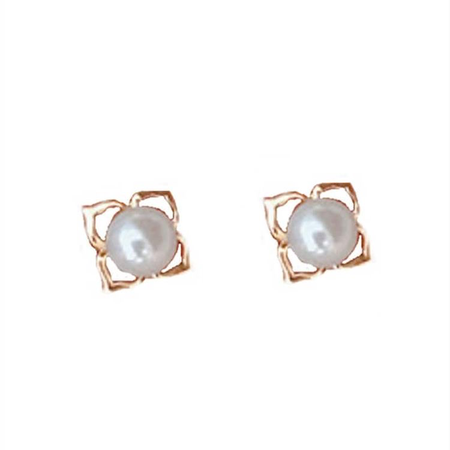 etsy flower stud earrings gold pearl jewelry filler png
