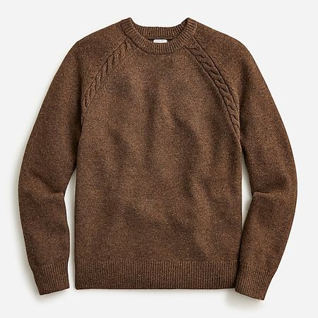 J.Crew: Merino Wool-nylon Cable-knit Crewneck Sweater For Men