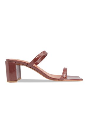 BY FAR Tanya Sandals Brown Patent Leather