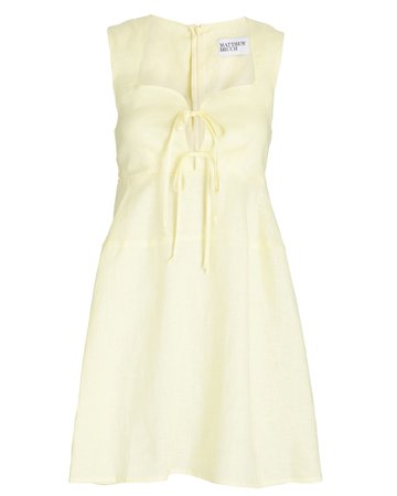 Matthew Bruch Apron Tie-Front Linen Mini Dress | INTERMIX®
