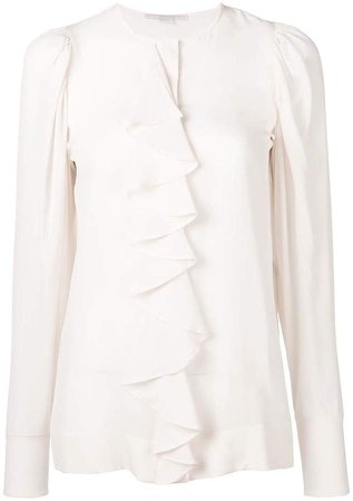ruffle front blouse
