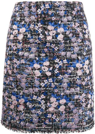 floral embroidered tweed skirt