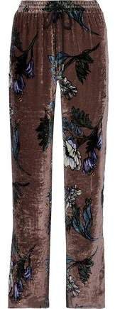 Floral-print Velvet Wide-leg Pants