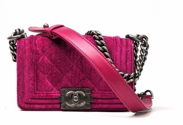 Chanel  Boy Small Quilted Flap Purse Hot Pink Velvet Cross Body Bag