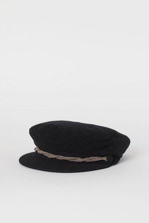 Wool-blend Captain's Cap - Black