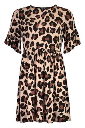 Leopard Print Smock Dress | boohoo
