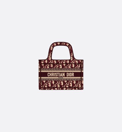 Mini Dior Book Tote Burgundy Dior Oblique Embroidery - Bags - Women's Fashion | DIOR