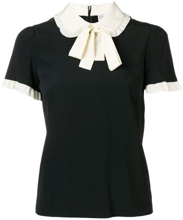neck-tied short-sleeve blouse
