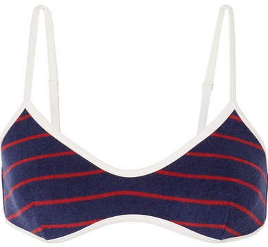 Re/done The Nantucket Striped Cotton-blend Terry Bikini Top - Navy