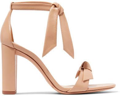 Clarita Bow-embellished Leather Sandals - Neutral