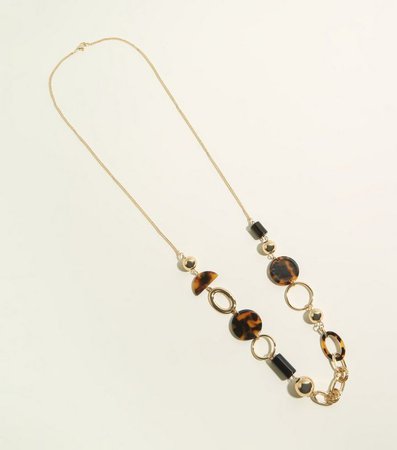 WANTED Gold Resin Linked Long Necklace | New Look
