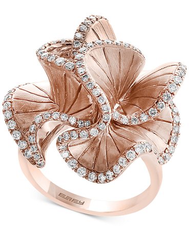EFFY® 14k Rose Gold Diamond Flower Ring