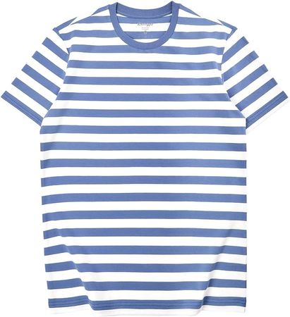 Zengjo Striped Shirt Mens Short Sleeve Tshirt Crew Neck(Blue White,M) | Amazon.com