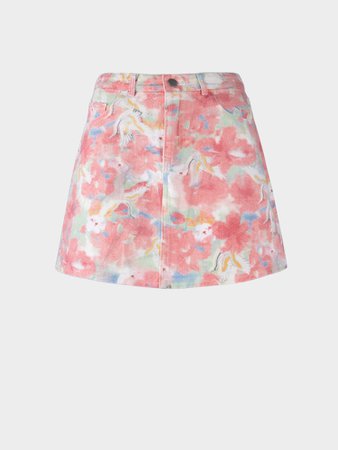 Pink Floral Print Denim Mini Skirt – Cape Clique
