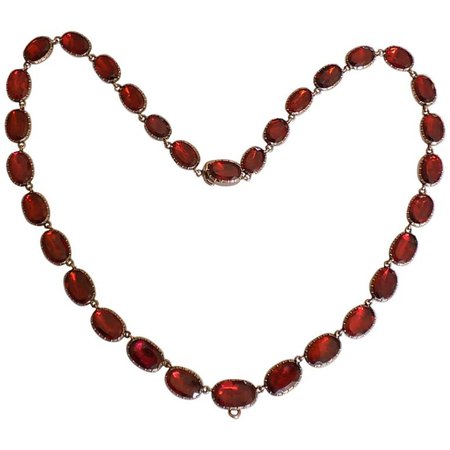 Georgian Garnet Gold Riviere Necklace For Sale at 1stdibs