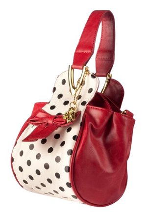 red white and black purse