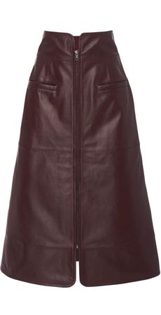 High-Waisted Leather A-Line Skirt