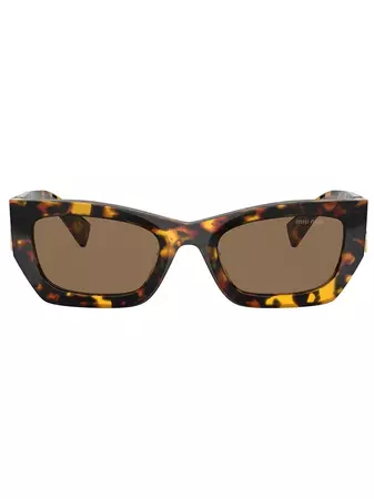 Miu Miu Eyewear Tortoiseshell rectangle-frame Sunglasses - Farfetch