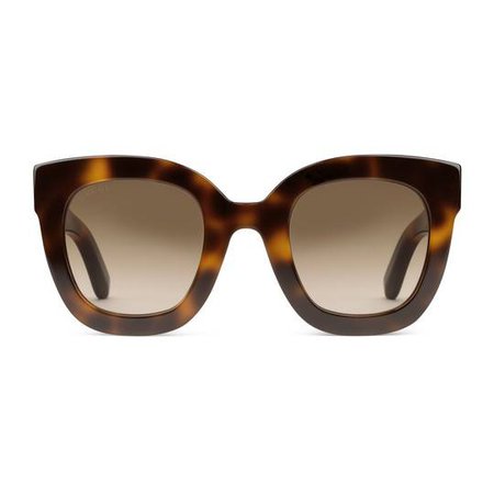 Round-frame acetate sunglasses with star in Tortoiseshell acetate frame | Gucci Women's Square & Rectangle