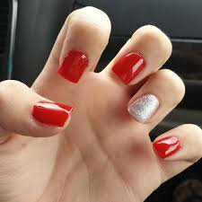 short red nails with glitter - Google Search