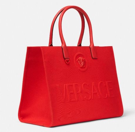 red Versace tote bag
