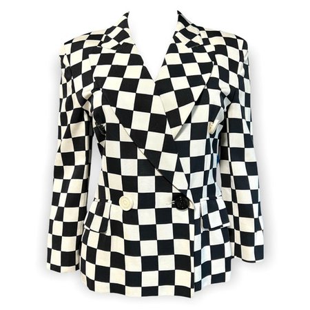 checkerboard jacket moschino