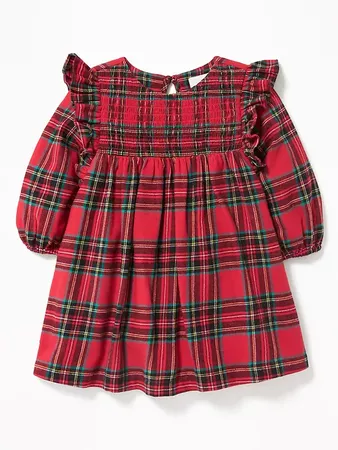 Plaid Ruffle-Trim Dress for Baby | Old Navy