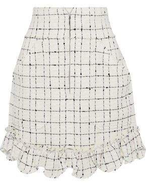 Ruffle-trimmed Cotton-blend Boucle-tweed Mini Skirt
