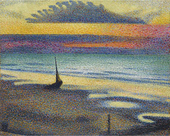 beach at heist- 1891 pointillism painting by georges lemmen