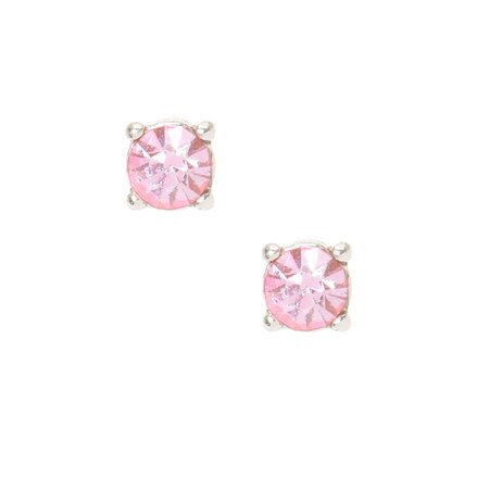 Pink Crystal Silver Set Stud Earrings | Claire's US