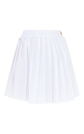 Petite White Button Detail Tennis Skirt | PrettyLittleThing