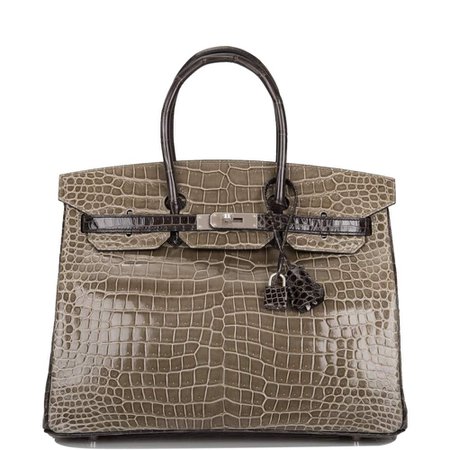 Hermes, HSS Bi-color Gris Tourterelle & Graphite Crocodile Birkin 35cm Bag
