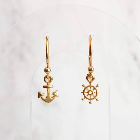 Etsy Anchor and Helm Gold Earrings