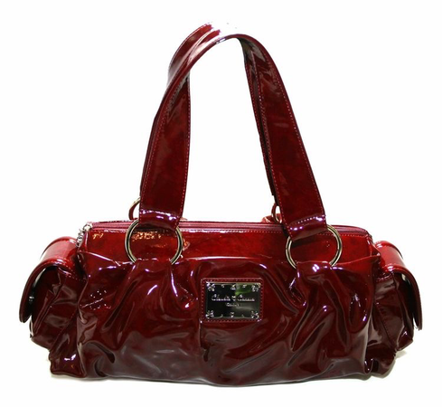 Claudia Canova Burgundy Red Patent Look Shoulder Bag