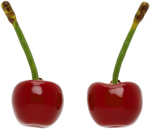Jacquemus Cerise Enameled Cherry Earrings In Red | ModeSens
