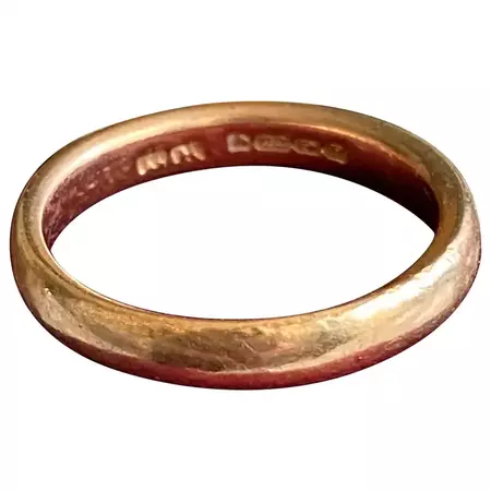 Art Deco 1939 22k Heavy Rounded Wedding Band Ring For Sale at 1stDibs | antique copper engagement ring, 22k wedding band, round 22 carat gold wedding band