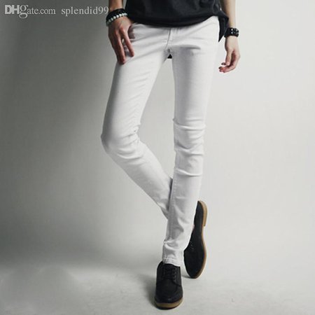 Wholesale-New Korean Style Men&39;s Sexy Super Skinny White Jeans High Quality Brand Fashion Casual Stretch Denim Pencil Trousers for Men