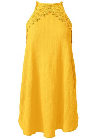 Lace Trim Dress in Yellow | VENUS