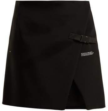 Off White Logo Print Wrap Mini Skirt - Womens - Black