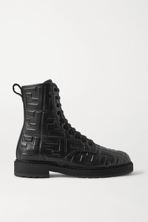 Black Logo-embossed leather ankle boots | Fendi | NET-A-PORTER