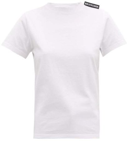 Logo Tab Cotton T Shirt - Womens - White