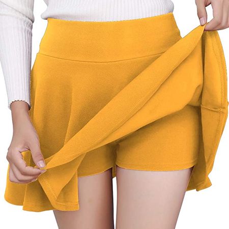 Amazon.com: DJT FASHION Women's Basic Versatile Stretchy Flared Casual Mini Skater Skirt X-Small Yellow : Clothing, Shoes & Jewelry