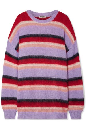 Miu Miu | Oversized striped mohair-blend sweater | NET-A-PORTER.COM