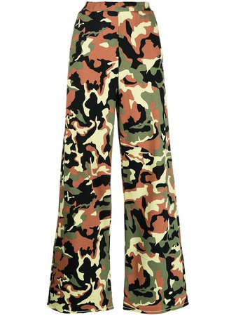 Shop ROTATE Danica camouflage-print high-waisted trousers with Express Delivery - FARFETCH