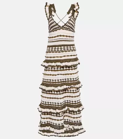 Devi Crochet Cotton Midi Dress in Brown - Zimmermann | Mytheresa