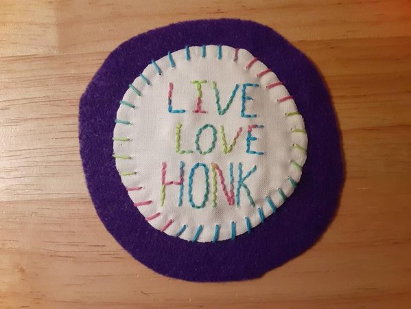 Blue or Purple Felt Live Love Honk patch clown | Etsy