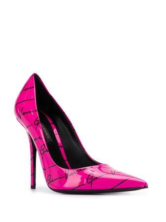 Shop pink Versace logo print pumps with Express Delivery - Farfetch
