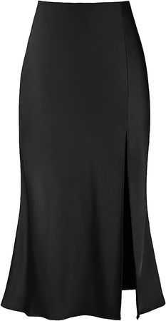 Amazon.com: Modegal Women's Sexy Satin Side Split Thigh High Waisted Casual A Line Midi Skirt : Clothing, Shoes & Jewelry