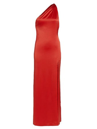 Shop Alice + Olivia Paulette Satin One-Shoulder Gown | Saks Fifth Avenue